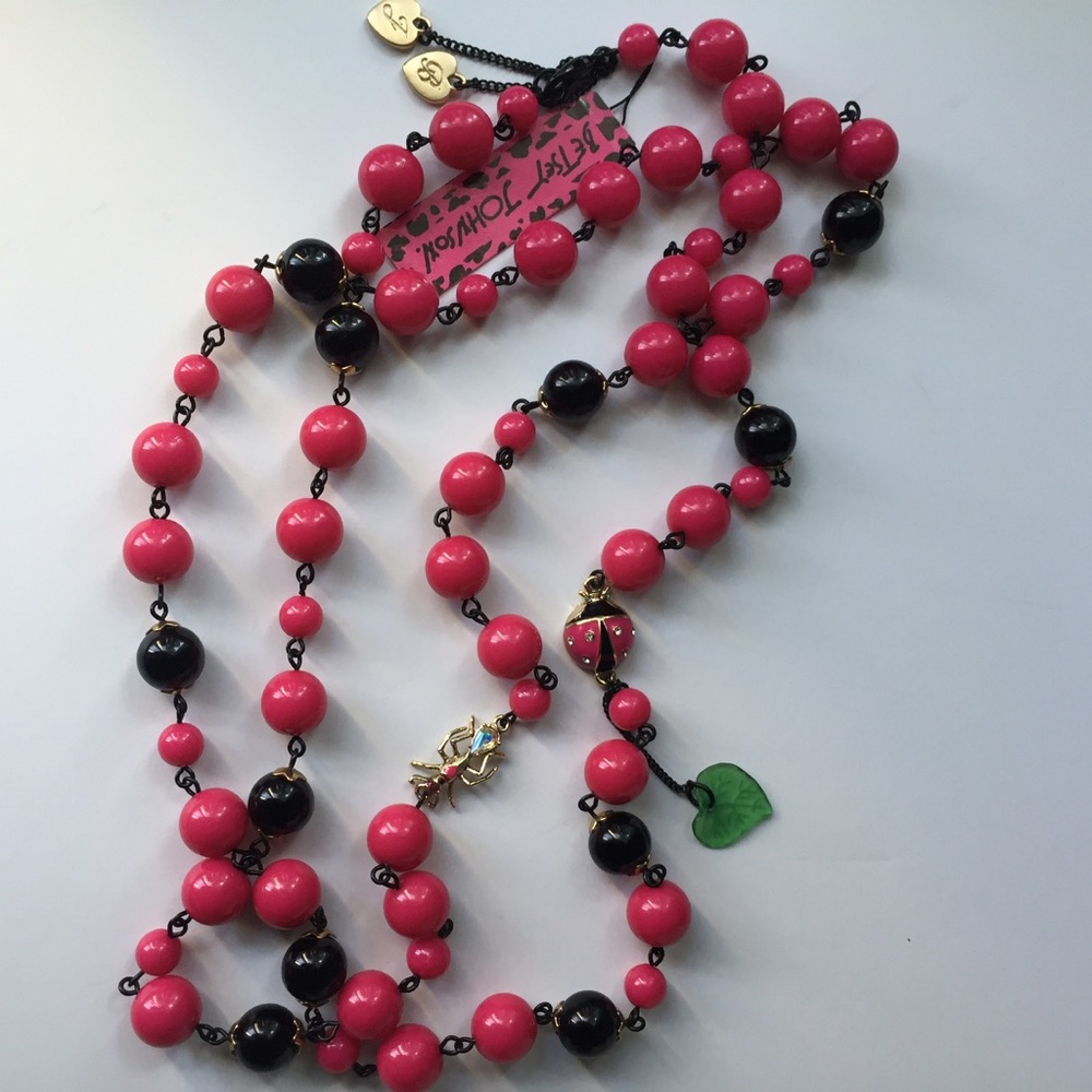 NWT Vintage Betsey Johnson beaded bug necklace
