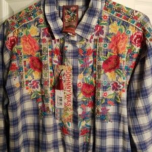 Plaid high slit Natalya button up