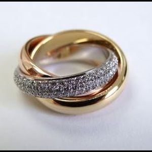 Tri color rolling ring cz