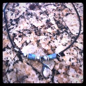 Ginuine leather dolphin necklace