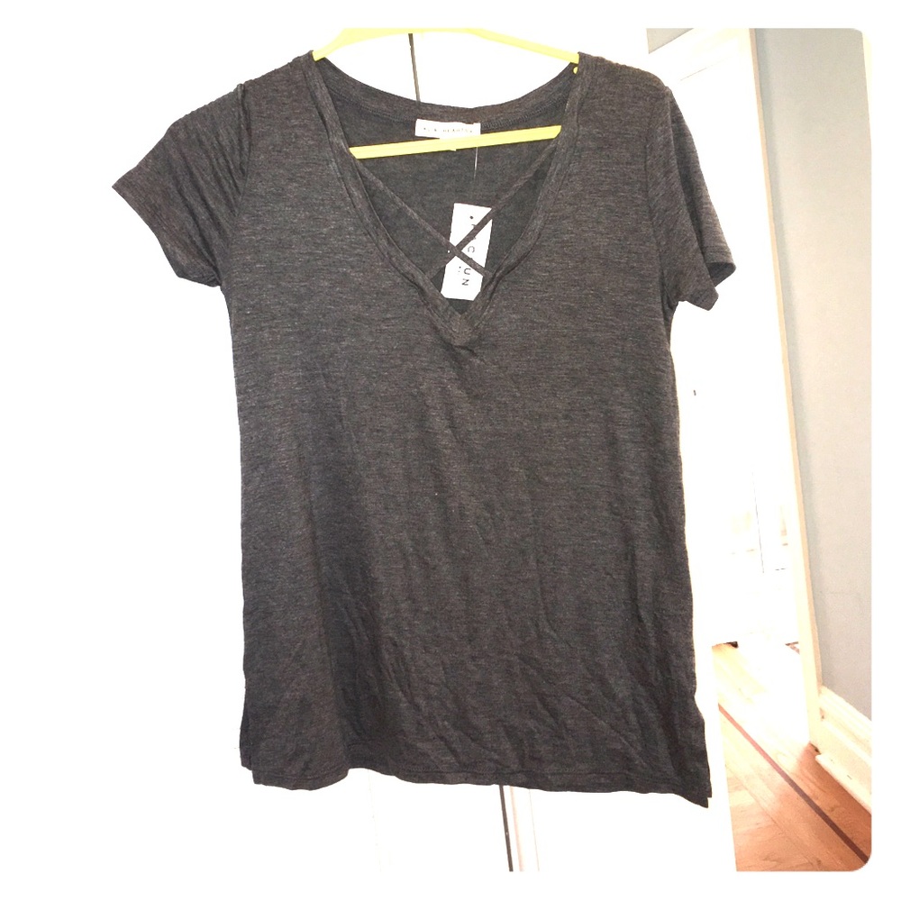 PACSUN NWT grey cross neck v-neck top