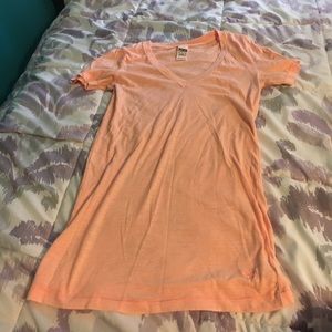 Orange V-Neck Pink Tee