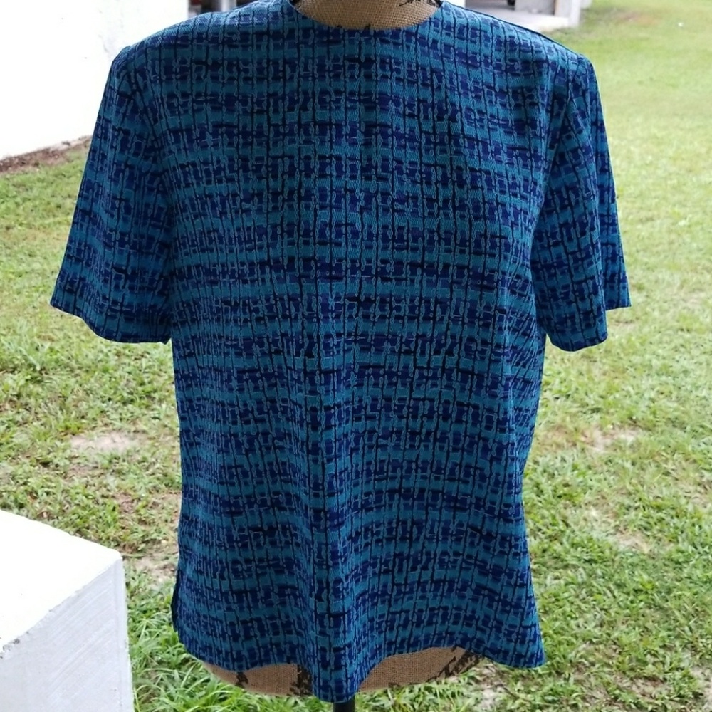 TanJay Splattered blue/turquoise suit blouse