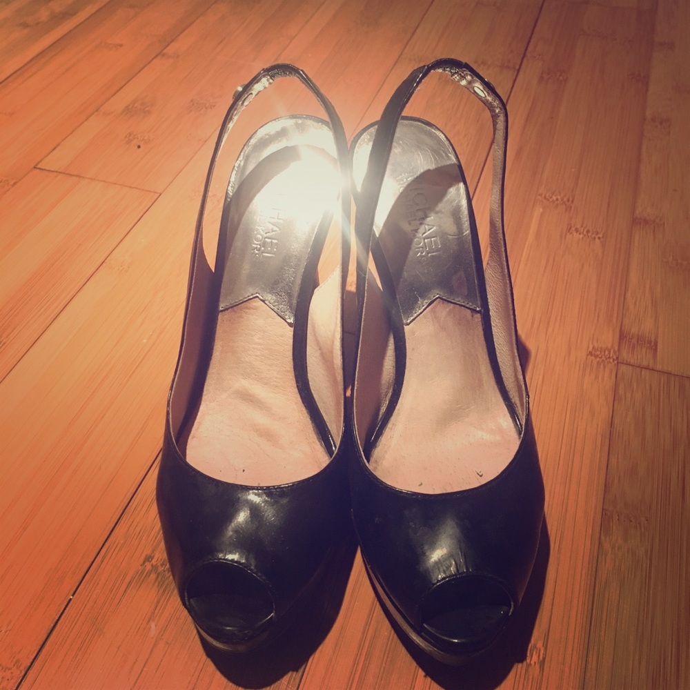 Michael Kors Black Peep Toe Heels