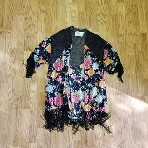 Black floral kimono