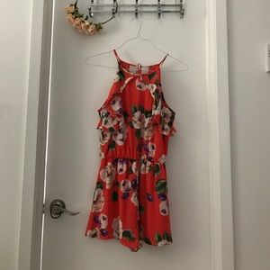 Orange floral romper