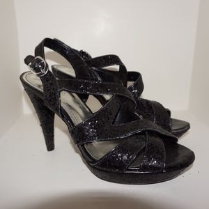 Style & Co. Black Glitter Strappy Heels