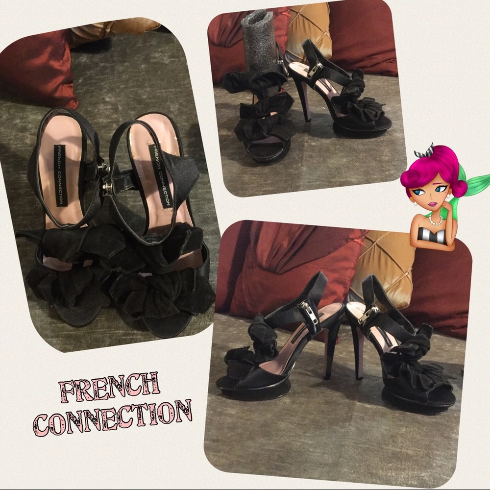 French Connection Suede & satin heels