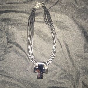 Black and silver cross necklace