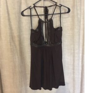 Brown leather halter top by SKY