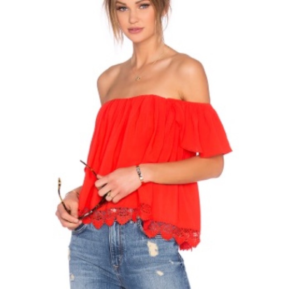 ✨NWT Lovers + Friends Lifes a Beach Red Orange Top - Picture 4 of 5