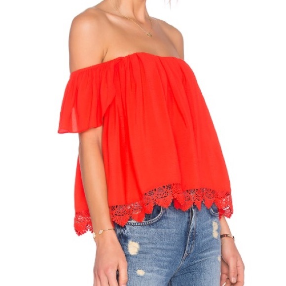 ✨NWT Lovers + Friends Lifes a Beach Red Orange Top - Picture 2 of 5