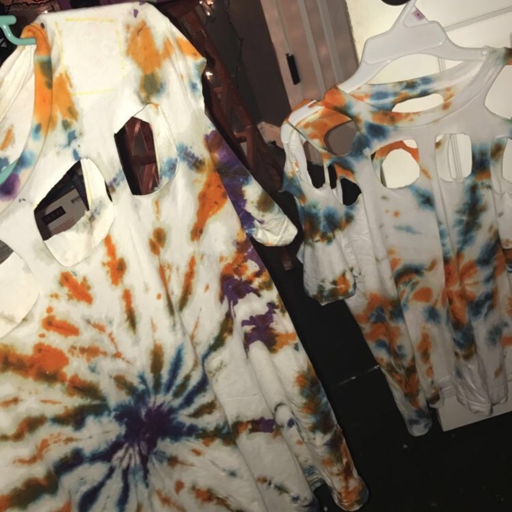 Hand made cut out tyedie shirt