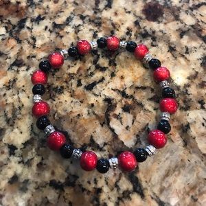 Red and black beaded bracelet
