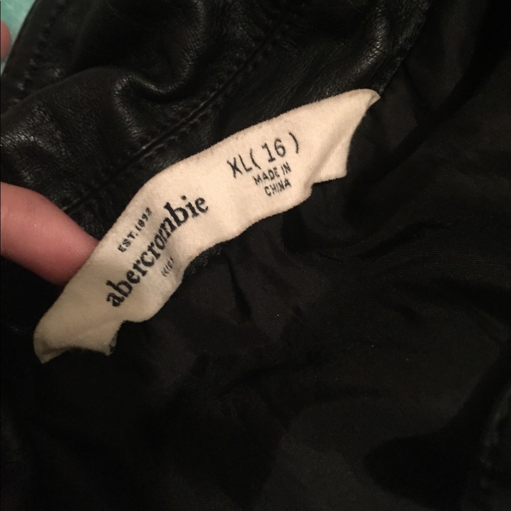 abercrombie kids size xl black leather jacket