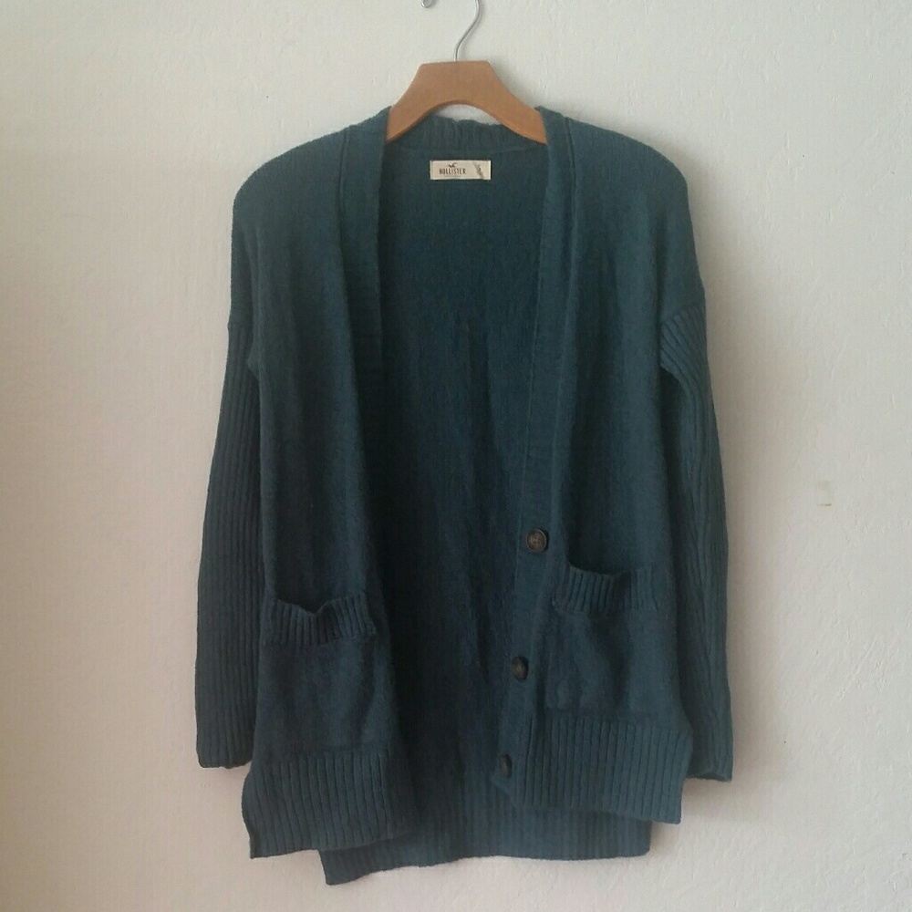 Dark Green Hollister Cardigan