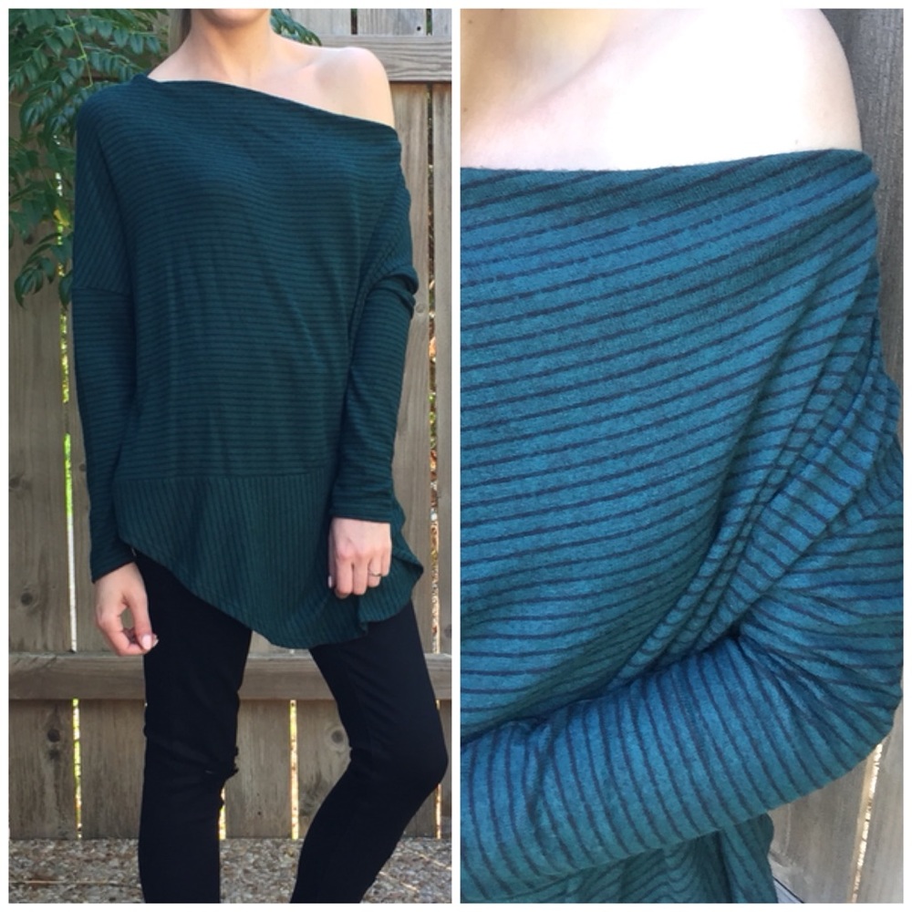 LAST ITEM▫️Hunter Green Stripe OTS Long Sleeve - Picture 5 of 6