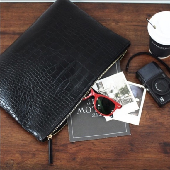 | 'ARIA' CROC EMBOSSED OVERSIZED CLUTCH | - Picture 3 of 7