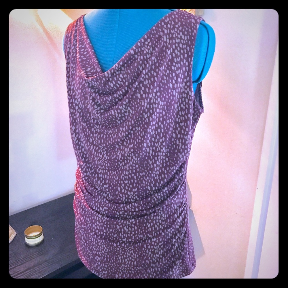 Ruched Cowl-Neck Sleeveless Tunic L
