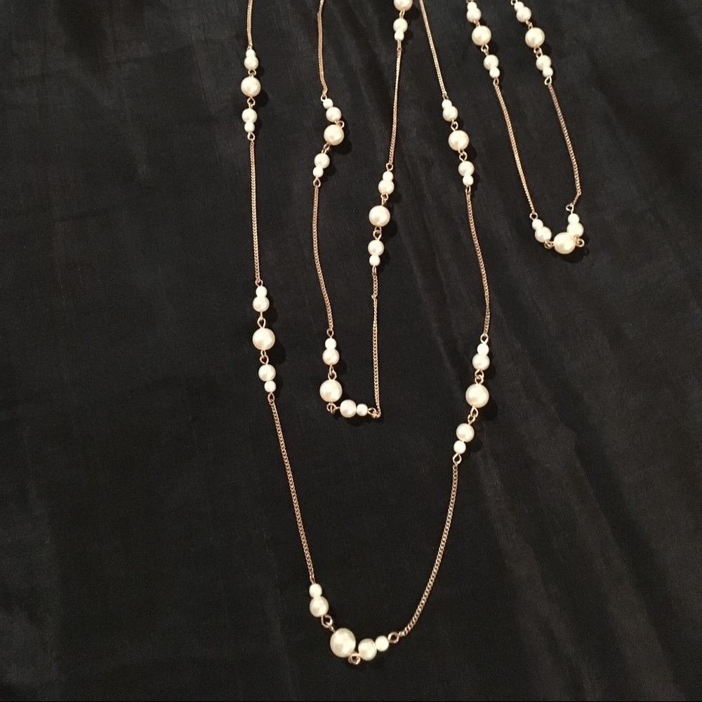 Extra long thin gold/ pearl necklace ADD ON priced