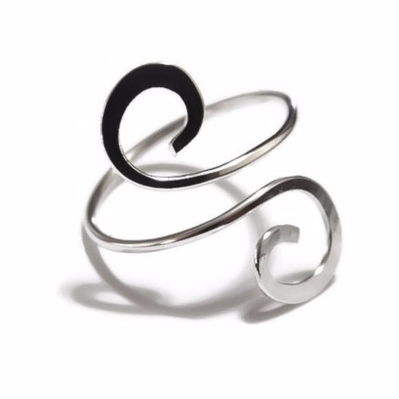 Hammered Dual Spiral MIDI Knuckle or Toe Ring Adjustable 925 Silver Gold or Rose - Picture 3 of 8