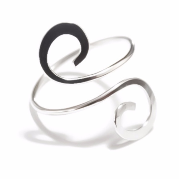 Hammered Dual Spiral MIDI Knuckle or Toe Ring Adjustable 925 Silver Gold or Rose - Picture 5 of 8