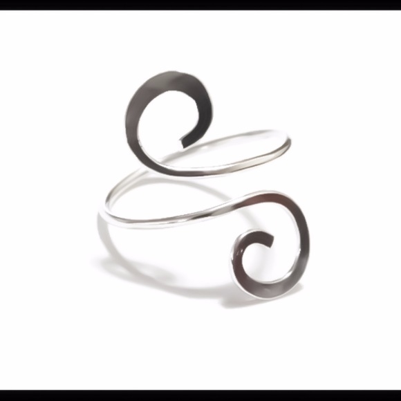 Hammered Dual Spiral MIDI Knuckle or Toe Ring Adjustable 925 Silver Gold or Rose - Picture 4 of 8