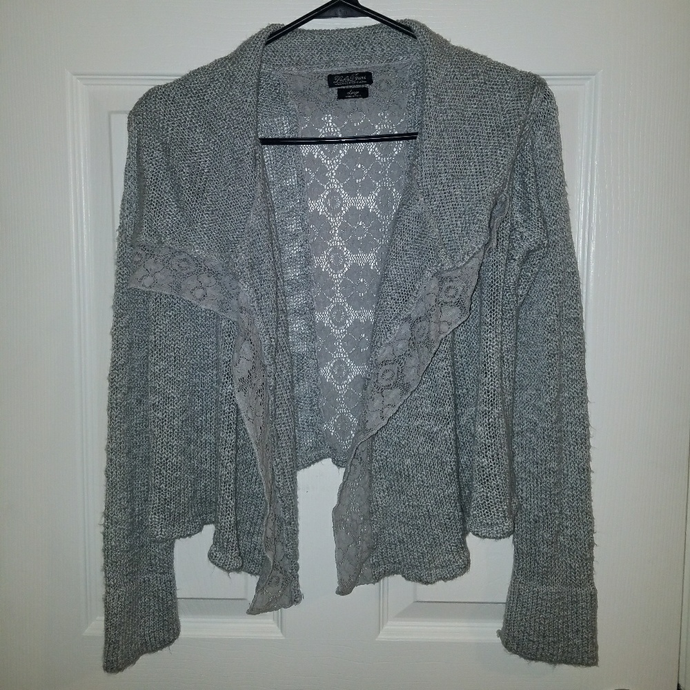 Girls Lucky Brand Lace detail Cardigan sweater