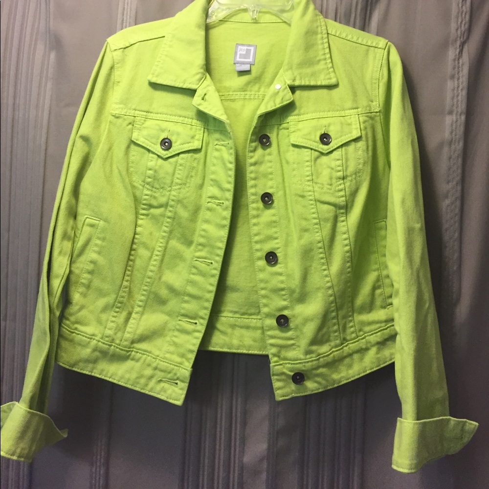 JCP Lime Green Jean jacket size Medium