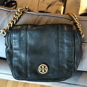 Tory Burch pebbled leather & gold chain bag