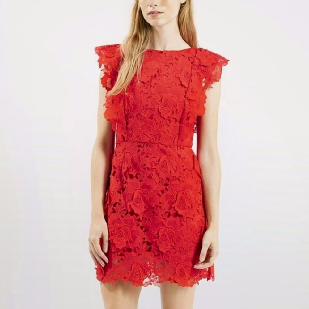 Topshop Floral Lace A-Line Dress
