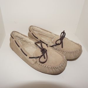 Taupe/Tan Suede Leather Moccasin
