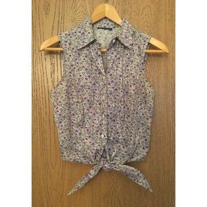 50's style button up bottom tie up tank