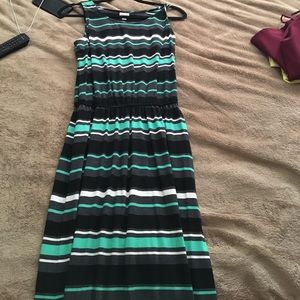 Green and black maxi dress