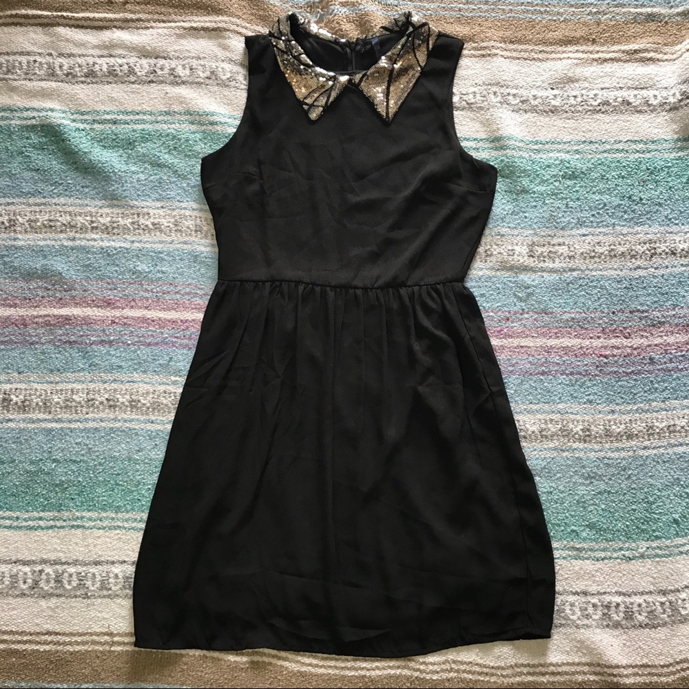 Sequin Collared Dress