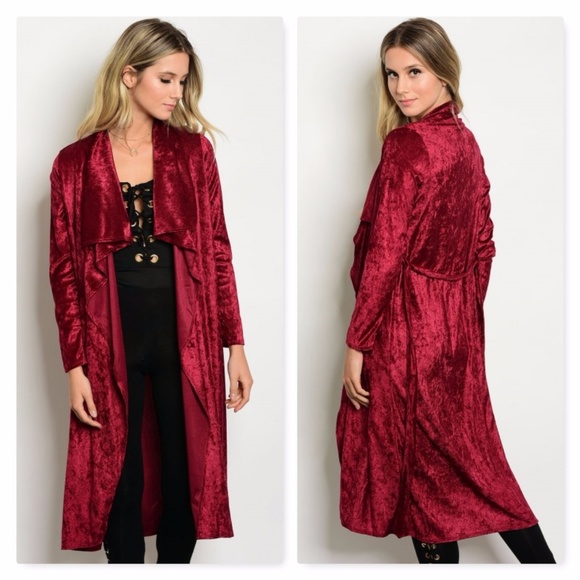 Tops - DRAPED CRUSHED VELVET DUSTER