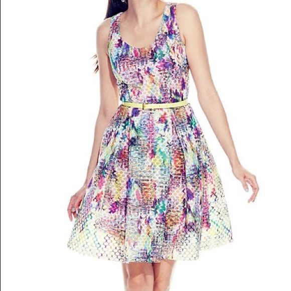 New York & Company Watercolor Fit & Flare Dress - Picture 2 of 5