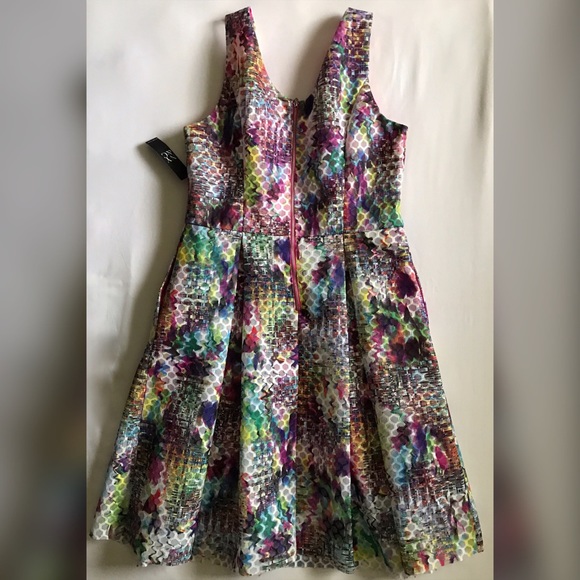 New York & Company Watercolor Fit & Flare Dress - Picture 3 of 5