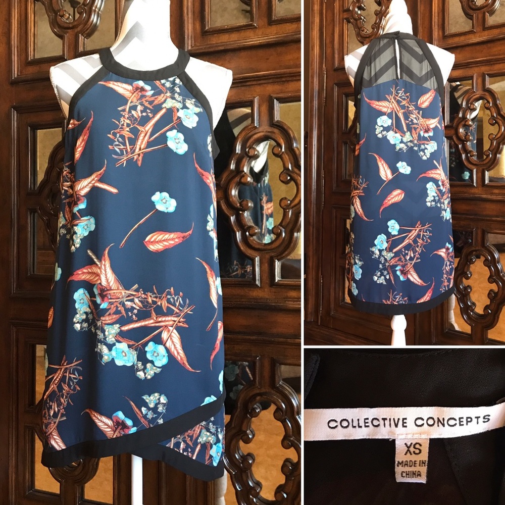 COLLECTIVE CONCEPTS Dress Navy and Black XS