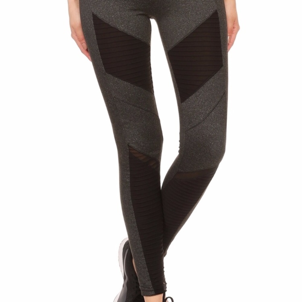 Athleisure Moto Comfy Style Leggings Grey & Black - Picture 2 of 7