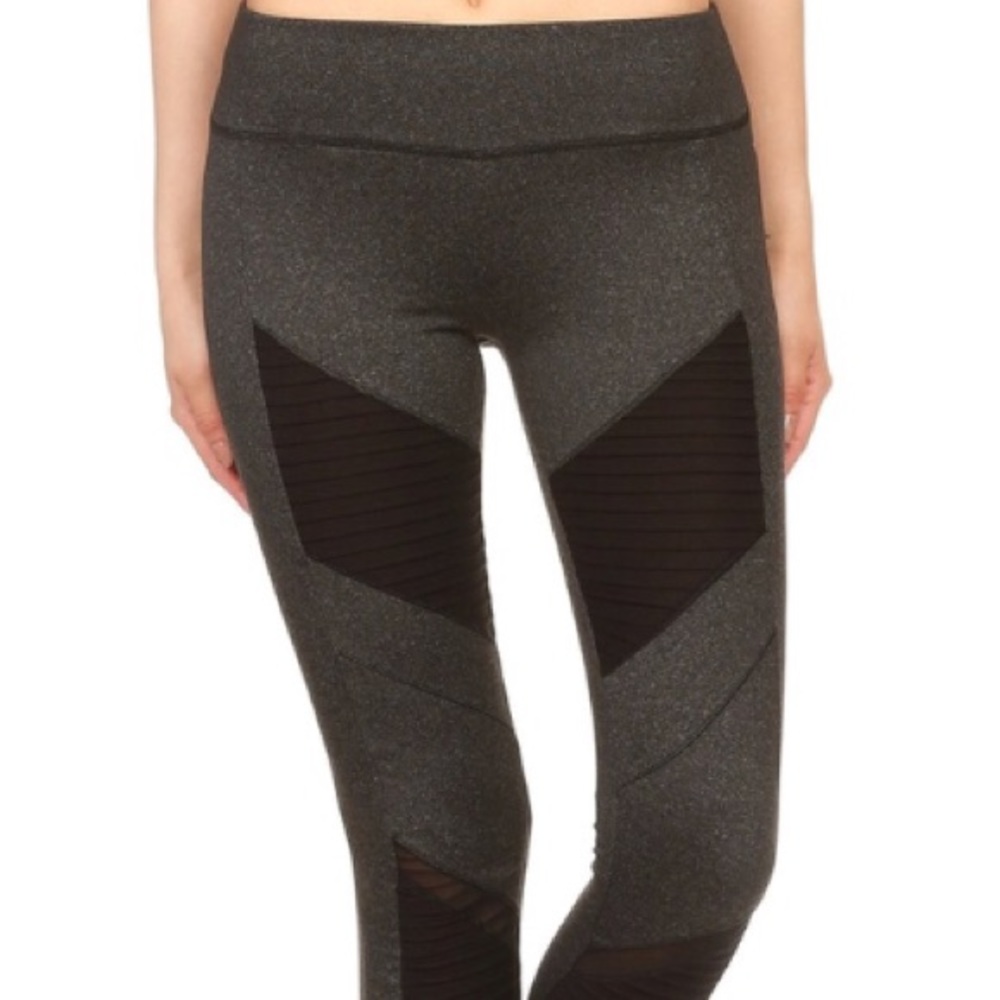 Athleisure Moto Comfy Style Leggings Grey & Black - Picture 3 of 7