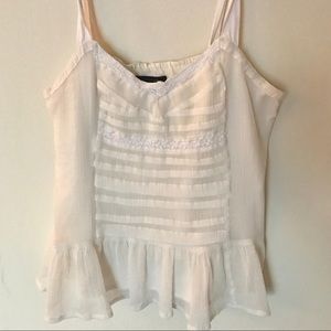 S American Eagle ivory lined peplum tank top