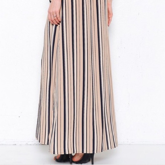 Latiste cream navy stripe wrap maxi robe dress - Picture 6 of 7