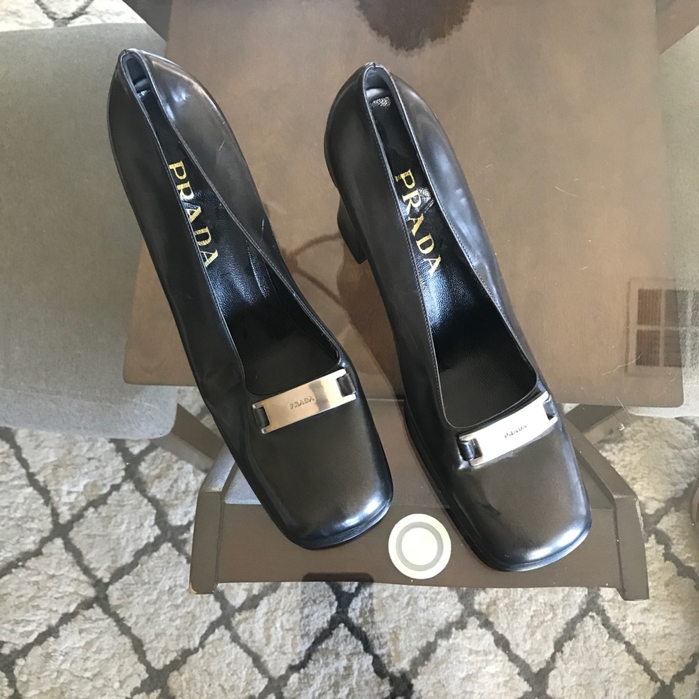 Gunmetal Silver Prada Pump