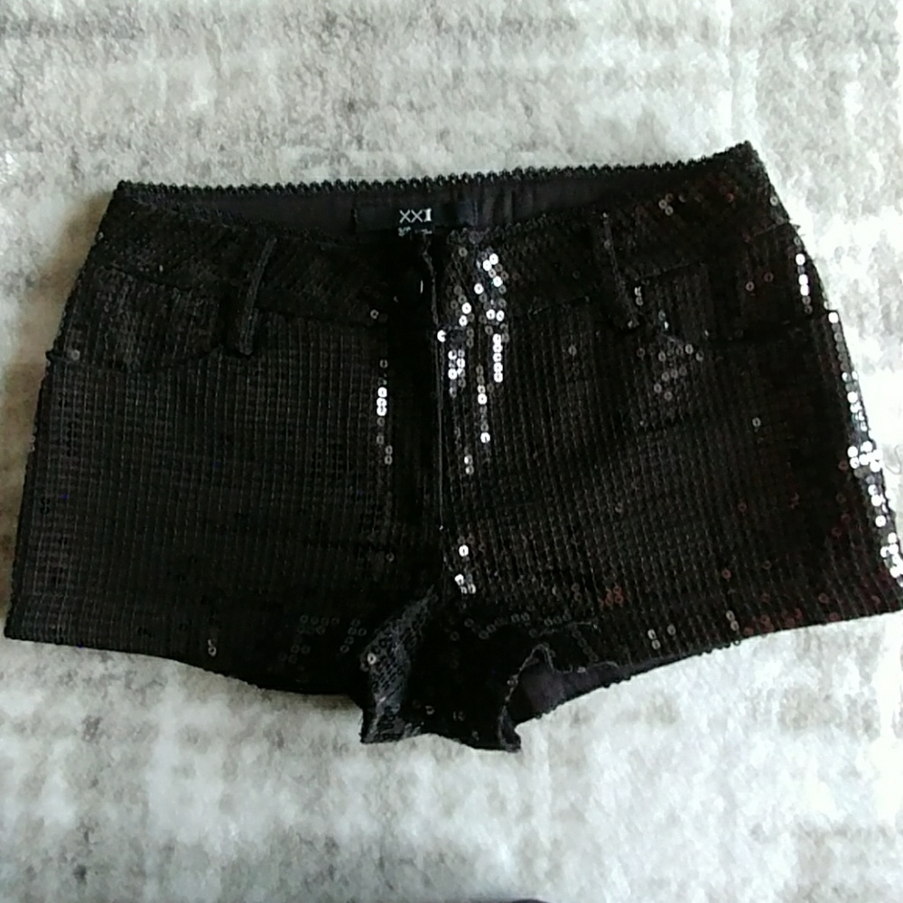 Black Sequined Shorts