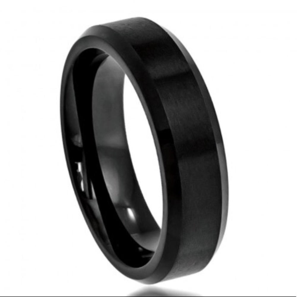 6mm black tungsten wedding band