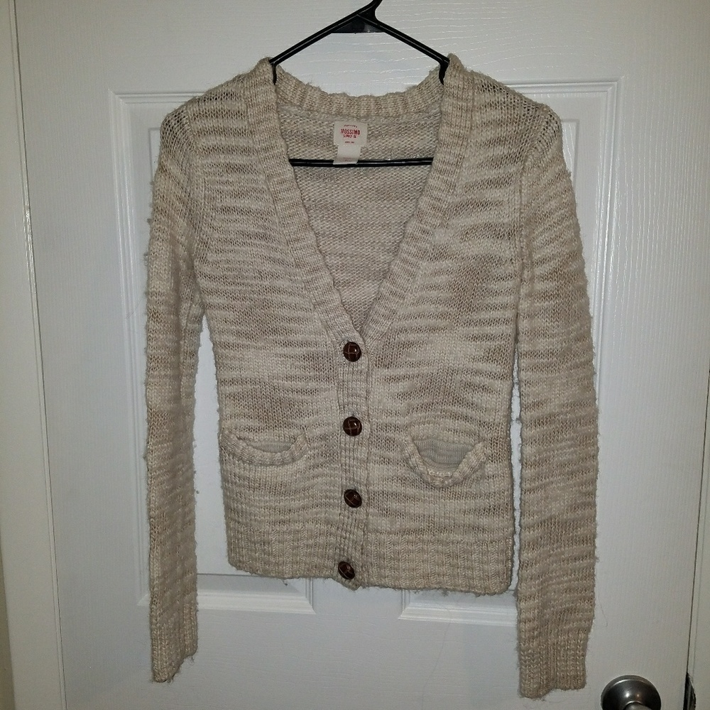 Cream colored thick woven cardigan