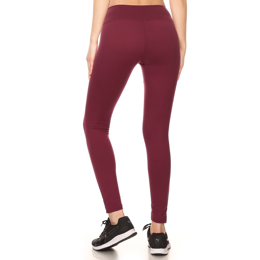 ONE MEDIUM LEFT Burgundy Moto Style Comfy Leggings - Picture 4 of 6