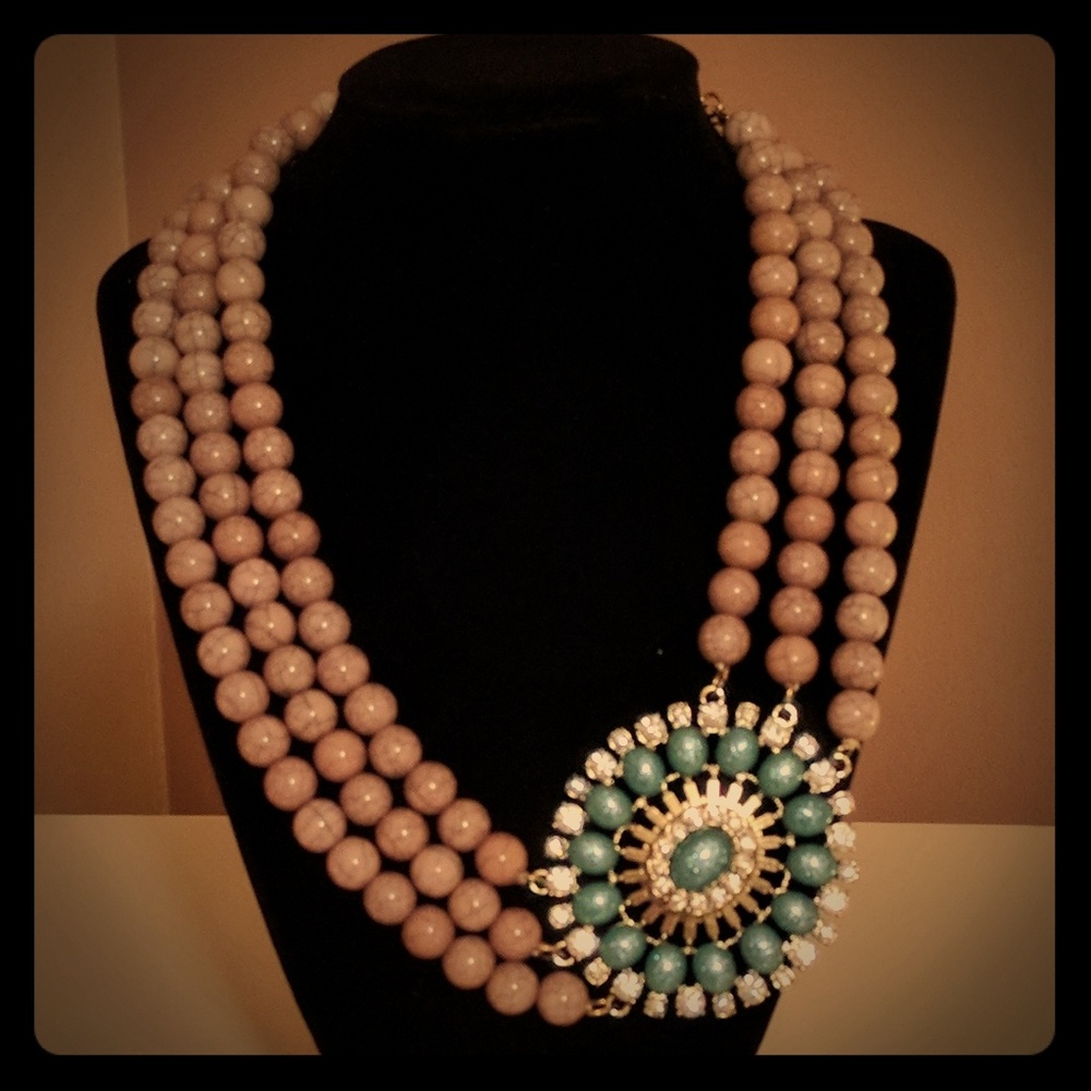 Beaded Necklace with Off-Center Embellishment NWOT