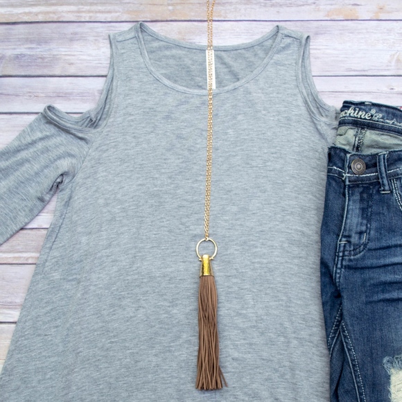 Cold Shoulder Tunic - Gray - Picture 2 of 3